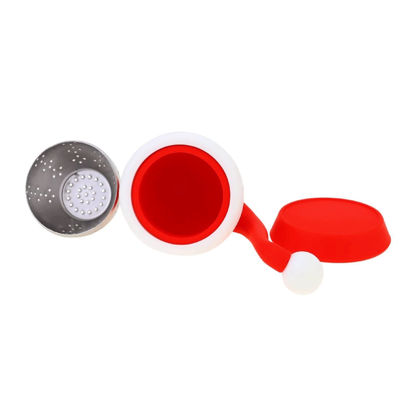 Colador de té de silicona con diseño de Papá Noel, filtro suelto de especias de hierbas, teteras, juego de té de Navidad, accesorios