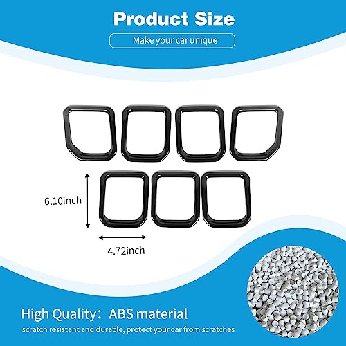 Image of for Compass Front Grille Insert Cover Trim Frame Compatible with Jeep Compass 2021 2022 2023 Black Exterior Accessories 7pcs