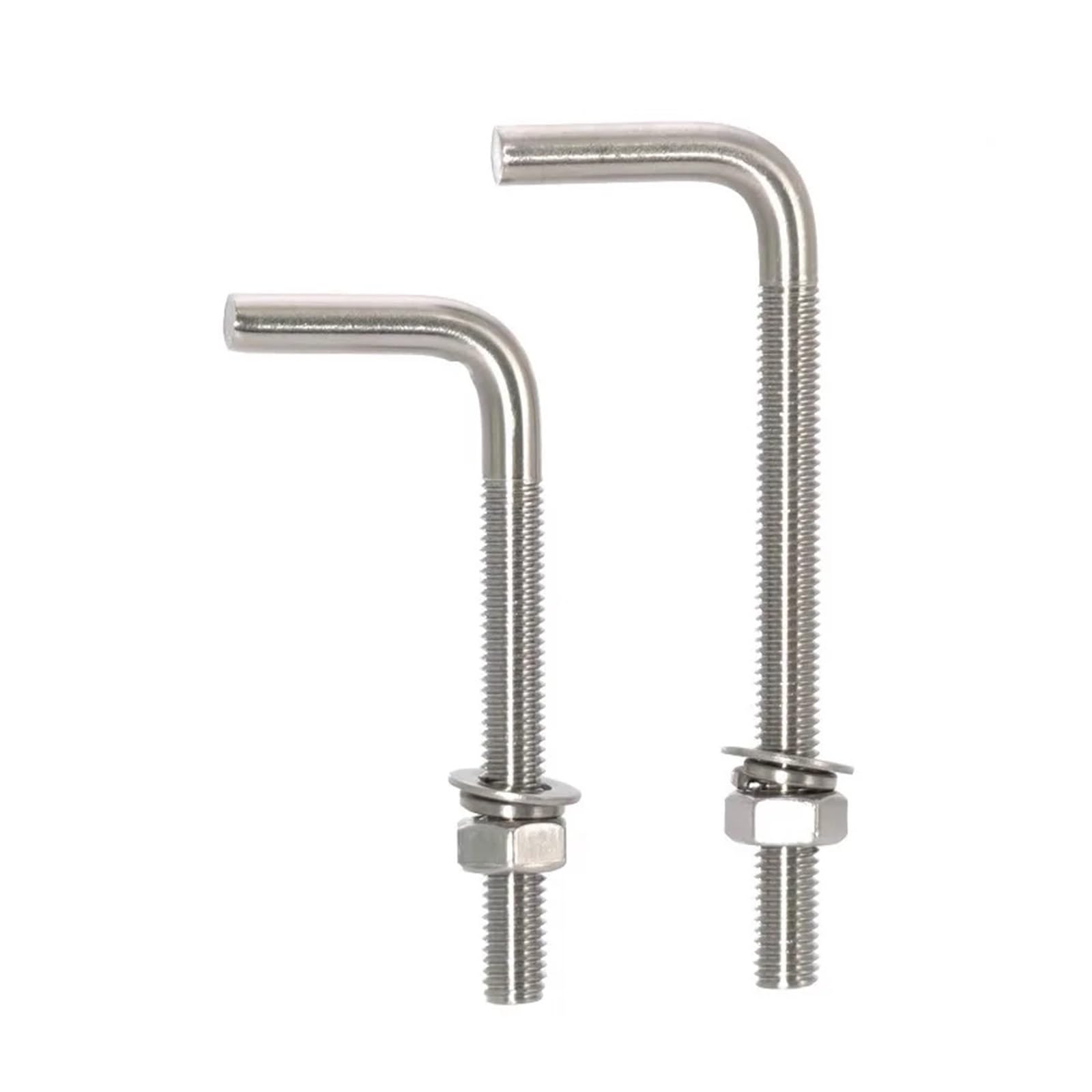 L-förmige Ankerbolzen aus Edelstahl 304 mit Muttern und Unterlegscheiben, Set M4, M5, M6, M8, M10, M12, rechtwinklige Schrauben, Vierkantbolzen(M10x200mm 2Sets)