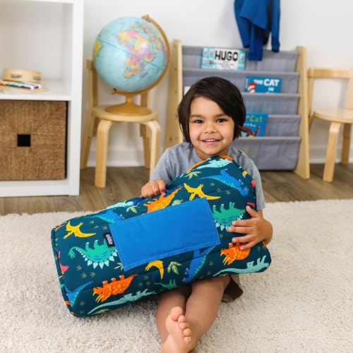 wildkin kids original nap mat  cozy kids sleep mat with pillow ideal for school amp travel - jurassic dinosaurs