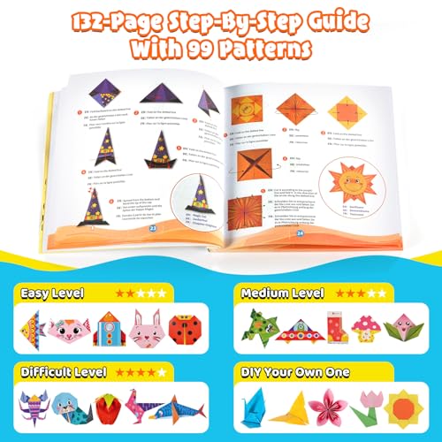 Miniatura 4 de 260 Hojas De Papel De Origami, Juego De Origami Para Niños De 6 A 12 Años Con 99 Patrones Y Libro De Guía, Kits De Manualidades De Papel Plegable, Suministros Para Niños Y Niñas, Juguetes, Avión De