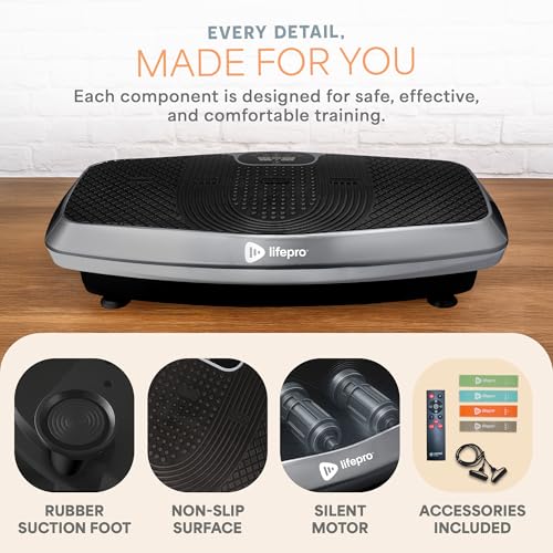 Image of Lifepro Vibration Plate Exercise Machine for Lymphatic Drainage - Whole Body Vibration Platform with Resistance Bands for Home Workout - Low-Impact Vibrating Plate for Body Toning