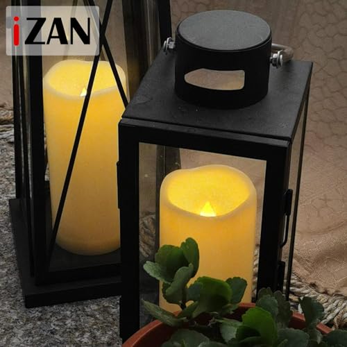 Image of iZAN 1 PCS Outdoor Flameless LED Pillar Candle with Remote & Timer - Long Lasting Waterproof Flickering Battery Operated Electric Candle for Christmas Lantern Party Wedding Decoration 3 inchx7 inch