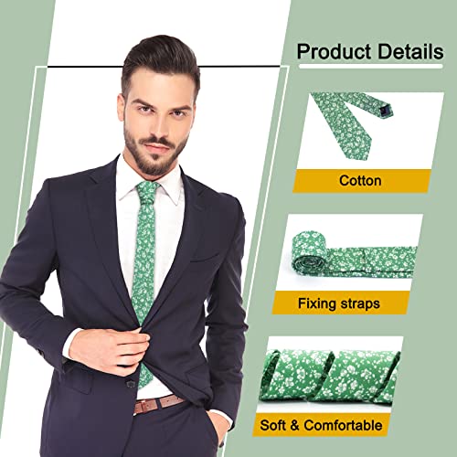 Image of Mantieqingway Men's Cotton Floral Neck Tie 2.56'' Printed Skinny Tie