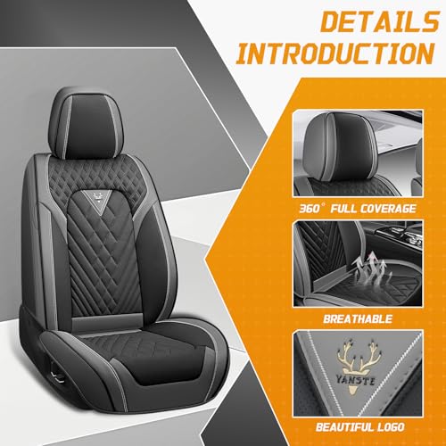 Image of for Toyota RAV4 Seat Covers 2008-2026, Waterproof Car Seat Covers | Nappa Leather Seat Covers for RAV4 Front Set, Airbag Compatible, Full Coverage Seat Protectors, Easy Install(Gray /Black)