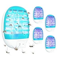 4 Stück Mückenlampe Insektenvernichter Elektrische, Mückenvernichter Lampe mit Nachtlicht für Mücken, Elektrischer Mückenschutz Steckdose UV-Licht Elektrisch Insekten Mückenfalle (Himmelblau)