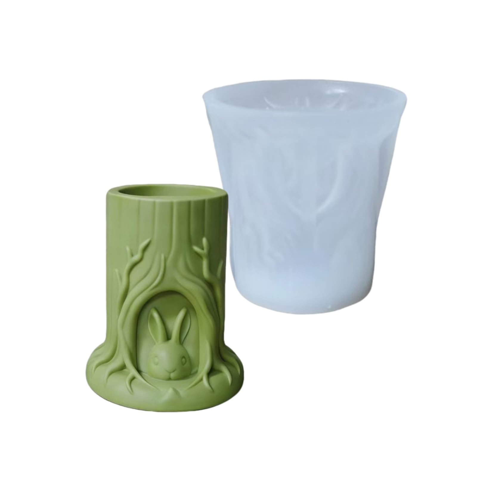 Conejito en tocón molde de silicona para jarrones decorativos caseros