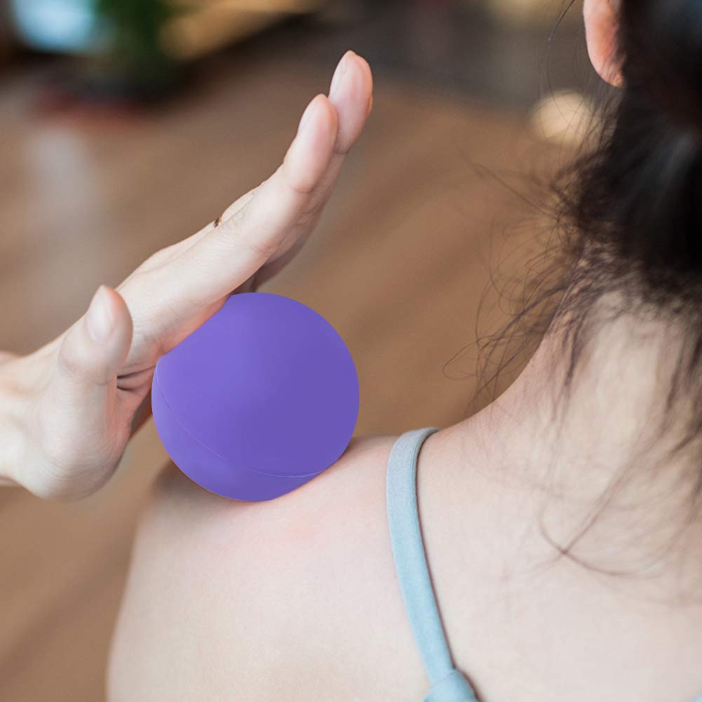 2 bolas de masaje, pelota de yoga de silicona para fitness, pelota de relajación para mano, suela, masaje, bolas masajeadoras de punto de activación para yoga (morado)