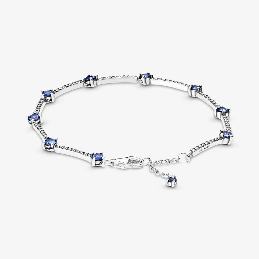 PANDORA Timeless - Bracciale in argento sterling con pietre di zirconia cubica incolori e cristalli blu cielo