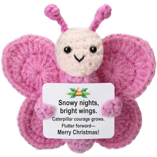 Papillon en peluche au crochet fait main de 8-10 cm avec sa carte