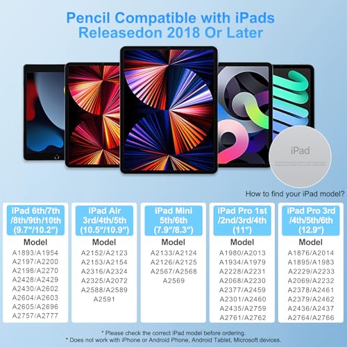 Image of Stylus Pen for iPad Apple: Fast Charge for Pencil Apple Pen with Palm Rejection Tilt Sensitivity - Pen for iPad 10 /9 /8 /7 /6, iPad Pro 12.9 inch /11 inch /13 inch M4, iPad-mini 6 /5, iPad-Air 5 /4 /3 /M2 Blue