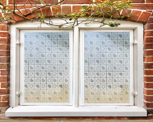Image of SUNBIRD Window Privacy Film, Decorative Stained Glass Window Film, Frosted Window Tinting Film for Home, House Door Glass ('24 X 120' INCHES, Heart Small)