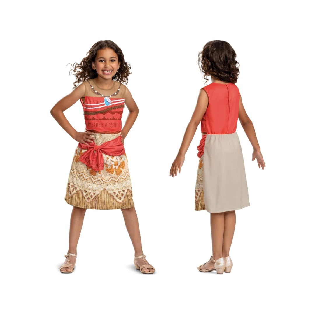 Disney Moana Fancy Dress for Kids, Official Moana by Disguise, Attached Scarf and Printed Outfit Details, Perfect for Halloween and Carnival, for Ages 3-4, 4-6 & 7-8 Years