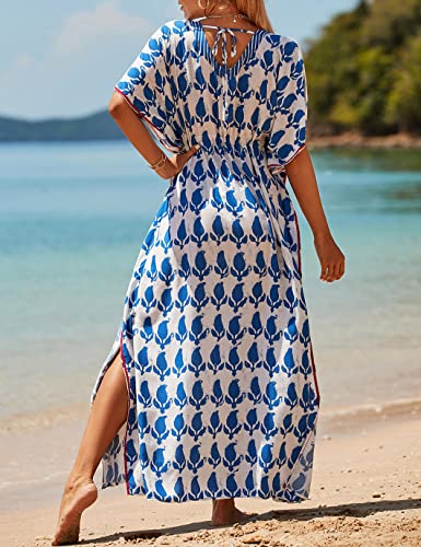 Image of Eddoyee Loose Beach Kaftan Dresses for Women Caftan Swimsuit Cover Up