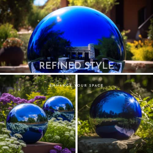 v2croft 12 Inch Stainless Steel Hollow Gazing Ball, Mirror Sphere, Blue by v2croft - Used condition - Image 3