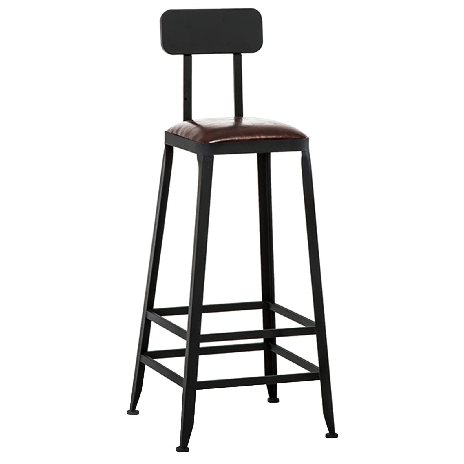 HYEBOX  Bar Stools, 45/65/75cm High Seat, with Backrest + Cushion, Tall Bar Chairs Steel Frame, Easy Assembly, Industrial, Rustic Brown and Black Kitchen Stools