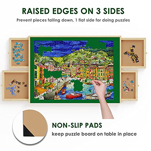 Lovinouse Premium 1500 Piece Puzzle Board with Non-Slip Felt, Wooden Puzzles Table with 4 Sliding Drawers, Puzzle Storage Organizer Gift for Puzzle Lovers - Thumbnail 2