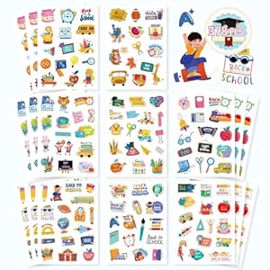 Welcome Back Stickers 387PCS First Day Party Favors Happy Back to School Labels Motivational Stickers for Kids Teachers
