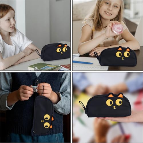Image of Gosknor Big Capacity Pencil Case, Cute Black Cat Pencil Pouch 3D Cat Pen Bag Smooth Zipper Pencil Bags Pencil Case Organizer Box Perfect Home Office School Stationery Supplies and Gifts