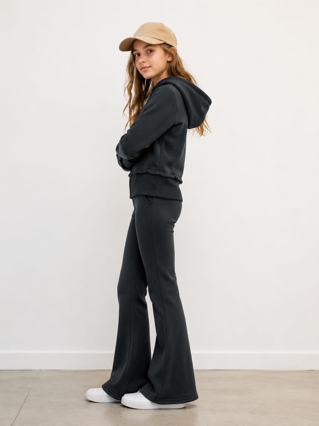 Tween Girls Clothes 2PCS Outfit Zip-Up Hoodie Top & Flare Pants Casual Fall/Winter Clothing Set 7-14 Years image 5