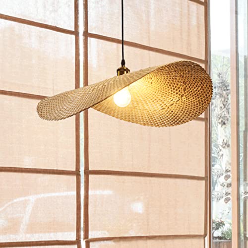 Lampe à suspension en forme de lanterne en bambou style japonais E27