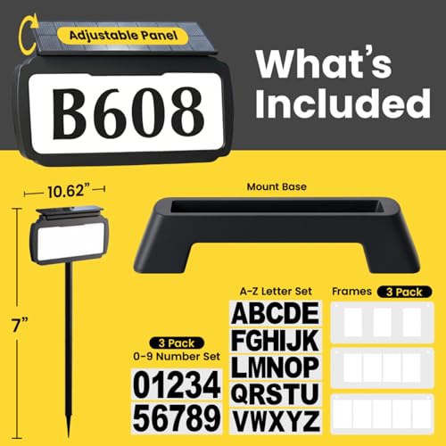 Numéro de maison LED solaire IP65 en ABS avec 3 modes couleur pour boîte aux lettres - 3