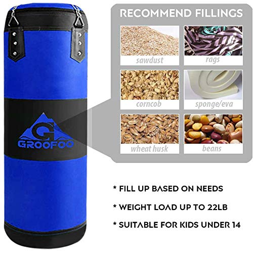 image for GROOFOO Kids Boxing Bag for Punching Sparring, UNFILLED Oxford Punch B