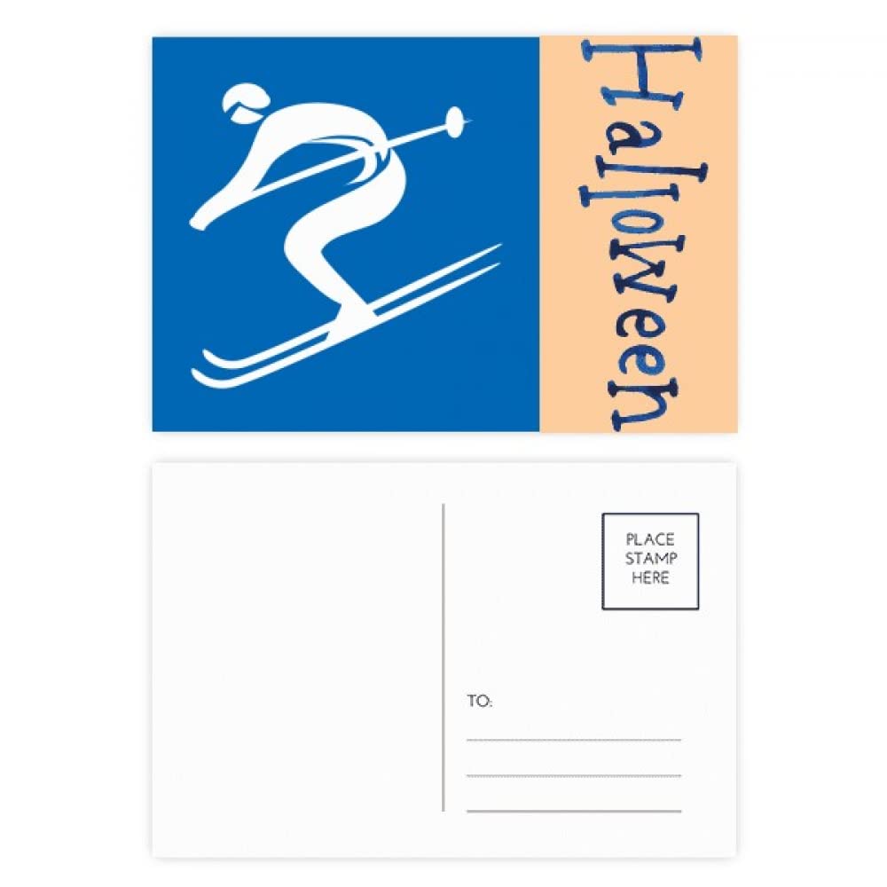 Cartes postales de ski bleu souvenir original à offrir pour Halloween