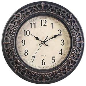 Wanduhr Vintage, 30cm Retro Wohnzimmer Dekorative Wanduhr mit Arabisch Ziffern, Leise Ohne Tickgeräusche Batteriebetriebene Kleine Analog Wanduhr, Rustikal Wanduhr für Küche/Schlafzimmer/Esszimmer