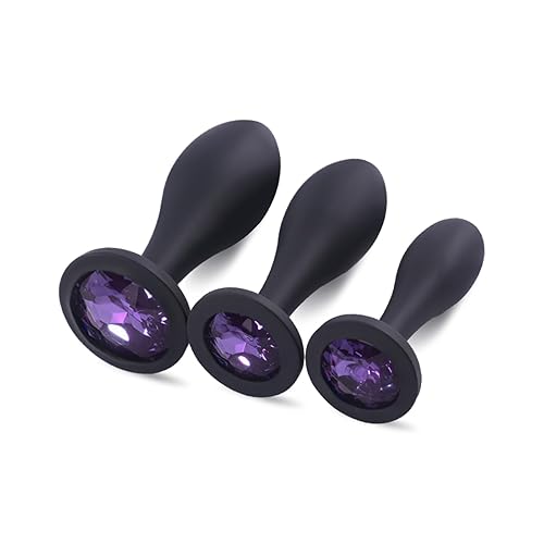 Anal Plugs Anal Training Kit,3pcs Jeweled Anal Toys Adult Sex Toys Games Small Butt Plug,Personal Anal Plug for Adult Women,Men and Couples (Purple) - Purple