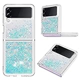 CCSmall Glitter Liquid Case for Samsung Galaxy Z Flip 3 for Girls Women, Bling Quicksand Clear Soft TPU Cover Shiny Sparkle Luxury Floating Protective Case for Samsung Galaxy Z Flip3 RLS Silver Blue