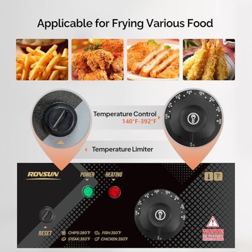 ROVSUN 22.8QT Commercial Deep Fryer with Baskets & Lids, 21.8L Stainless Steel Electric Double Fryer, Countertop Kitchen Frying Machine w/Temperature Control, French Fries Donuts 3400W