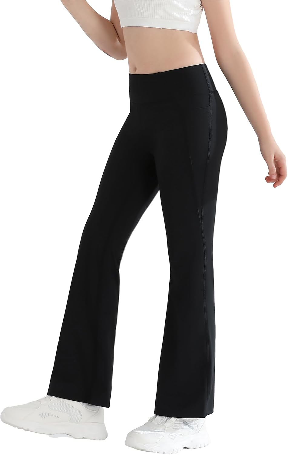 Angel season Flare Leggings for Girls Bell Bottoms Yoga Dance Pants Kid High Waist with Pocket Teen Sport Size 7-14