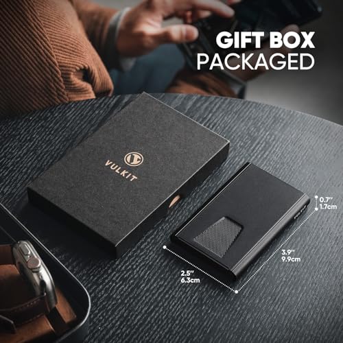 Image of VULKIT Credit Card Holder for Men, Aluminum POP UP RFID Blocking Card Case, Black