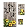 3 Pack Towels sets Absorbent 1 Bath Towel 1 Hand Towel and 1 Washcloth Rustic Wood Plank Blooming Sunflower Primitive Country Bathroom Towels Set for BathTravelPoolYogaHotel