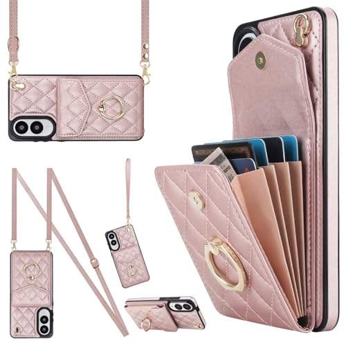 MRRSIWEI for Galaxy S25 FE Wallet Case.Lanyard Rose Gold - image 1