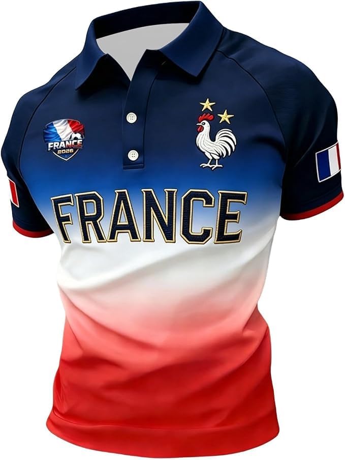 Maillot De Football France 2026 – Col Rond, Léger Et Respirant, Pour Supporter, Homme, Drapé Français