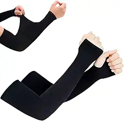 Kit com 2 Manguito Longo Proteção UV50+ Unissex Vôlei Gamer Ciclismo Basquete Corrida Moto Esportes Manga de Braço Compressão Material Nylon Respirável Anti Suor Proteção Solar