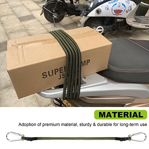 Dirbuy 6 Pack Bungee Cords Heavy Duty Outdoor - 4 Foot Heavy Duty Bungee Cords With Hooks Carabiner - Rubber Bungee Straps With Hooks - Green #TOP4