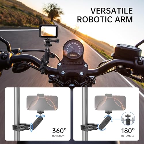 Image of Action Camera Super Clamp Mount with Mobile Clip & Mount, 1 /4 inch Screw and 3 /8 inch Screw Hole,360 Double Ball Head Magic Arm for Action Camera, Light, DSLR, Pole, Bike for Insta 360, Go Pro, DJI