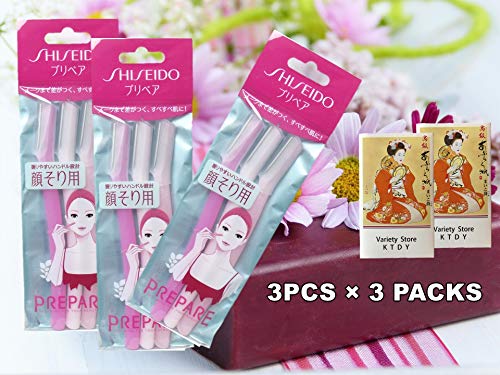 Shiseido Prepare Facial Razor Large for Women Includes 2 Oil Blotting Paper (3pcs x 3 packs)