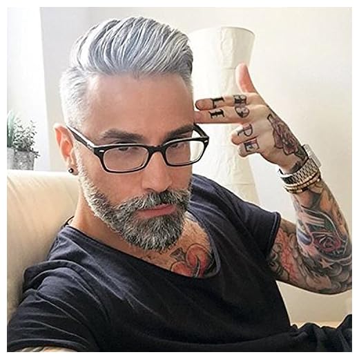 Dreambeauty Men's Toupee 10"×8" European Virgin 20% #1b Black Human Hair Mix 80% Silver Synthetic hair Soft Thin Skin Mens Hair pieces Hair Replacement System Monofilament Net with PU around Base