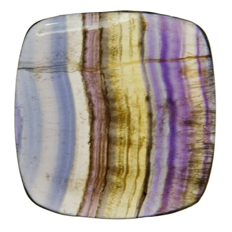 Fluorite naturelle en cabochon coussin 32x31mm pour création de bijoux DIY