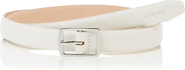 Calvin Klein Jeans Women's Classic Square Buckle Belt 20mm - Khaki (Lily-White) Size 90