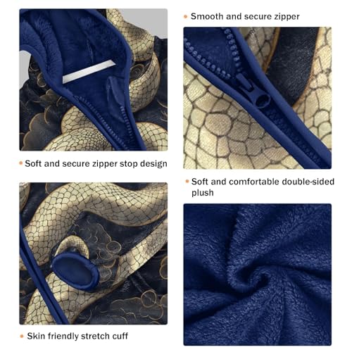 Retro White Snake Toddler Fleece Jacket Girl Boys Hooded Fleece Jacket Coat Warm Outwear Zip-up 3-10T3