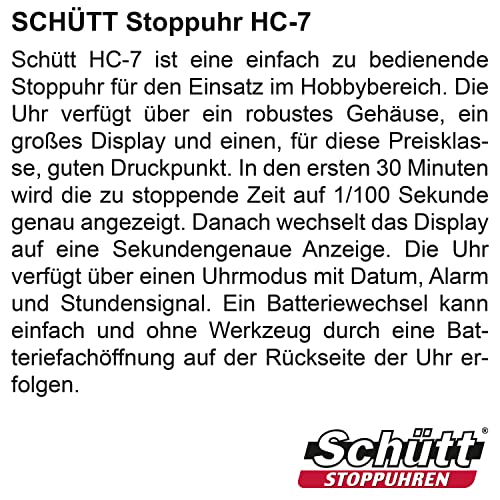 Schütt Stoppuhr HC-7 | Digitale Multifunktions-Stoppuhr mit großem Display | Einfacher Batteriewechsel | Guter Druckpunkt | Hobby | Sport | Freizeit | Spritzwasserfest | Für Kinder geeignet
