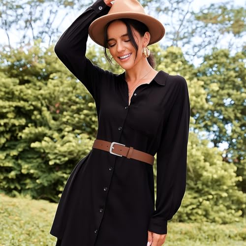 Image of WHIPPY Women Casual Leather Belt for Jeans Pants, Fashion Ladies Waist Dress Belt