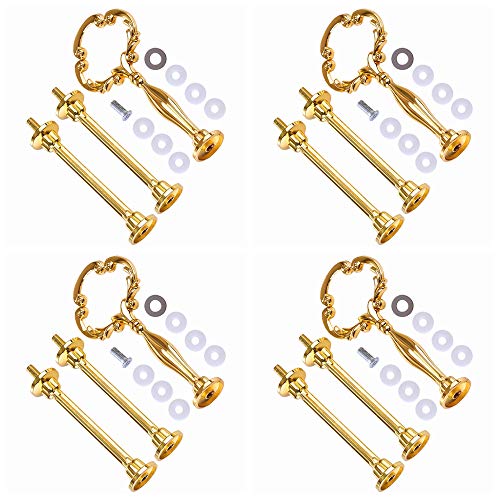 Petforu Updated 3-Tier Serving Stand Kirsite Fruit Plate Cake Stand Replacement Parts (4 Sets 3-Tier Gold) #TOP3