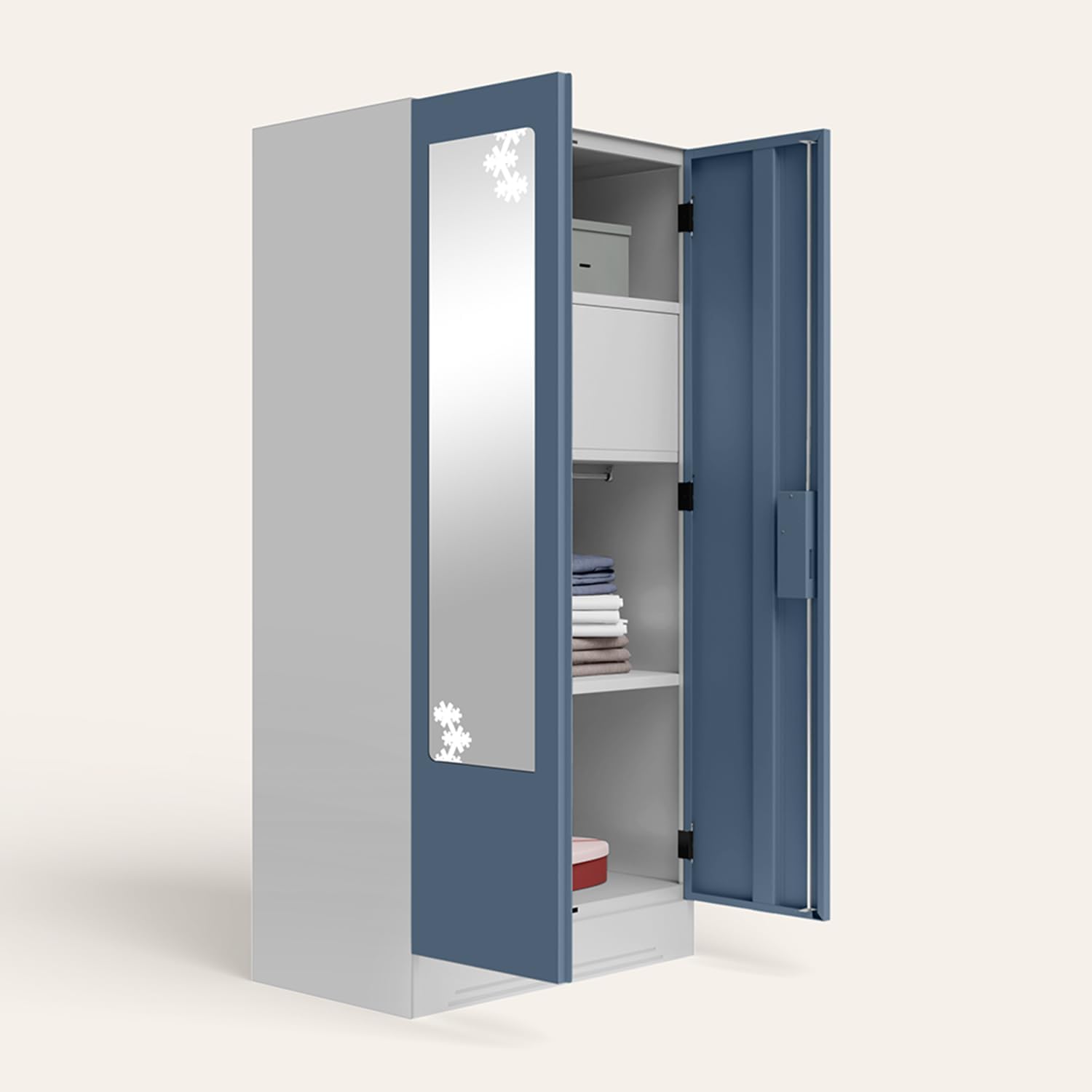 GODREJ INTERIO Slimline 2-Door Steel Almirah with Star Mirror (Blue Fusion), 1-Year Warranty, 1 Locker
