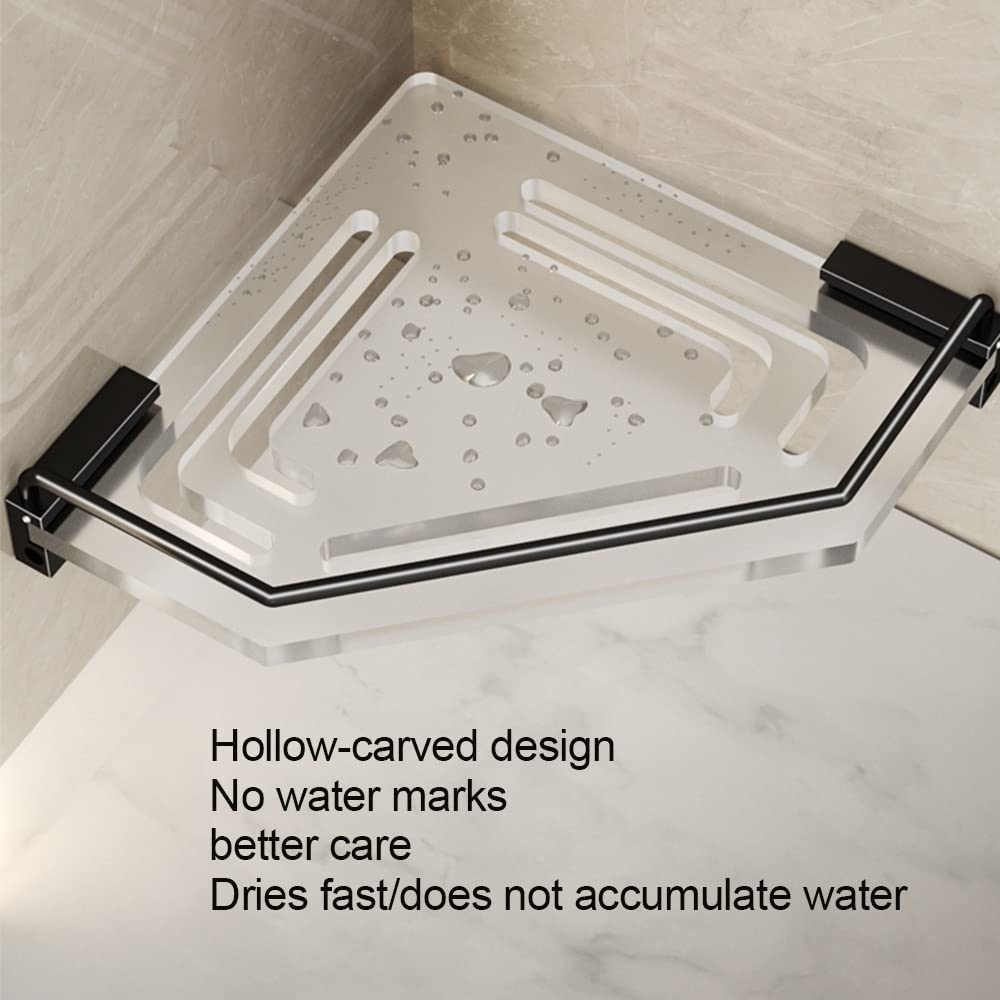 Estantes de baño de Esquina Estante de Ducha Corrugado de 2 Capas, Estante de Almacenamiento Triangular for baño, Estante de Esquina montado en la Pared(2 Layer)